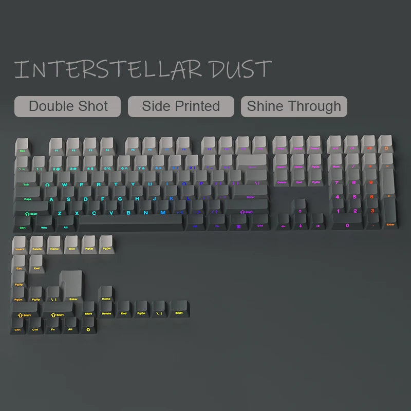 133 Keys Side-Print Shine-Through Keycap Set – Double-Shot PBT, Cherry Profile, for MX Switch Mechanical Gaming Keyboard