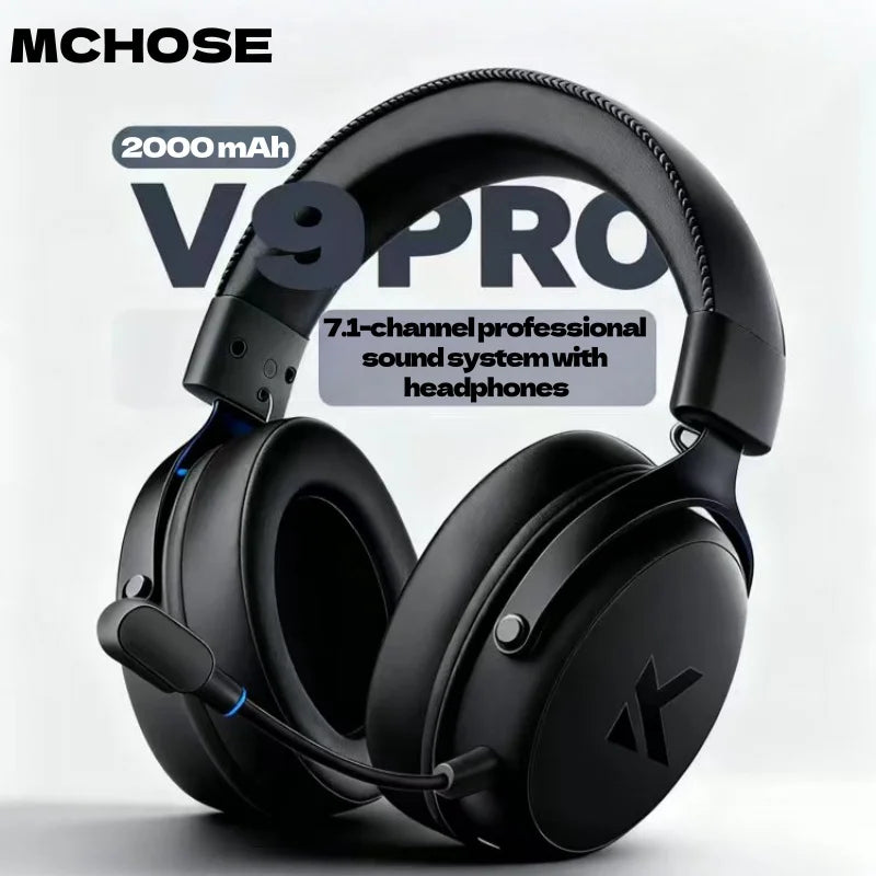 MCHOSE V9 Pro Wireless Gaming Headset – 7.1 Surround Sound, Noise-Canceling Mic, Low Latency