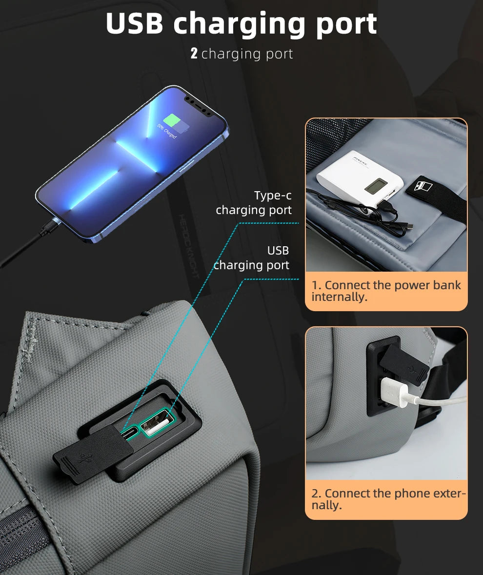 Heroic Knight Business Backpack - 14" Laptop, Waterproof, USB Charging, Multifunctional Travel Backpack