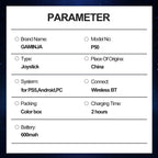 GAMINJA P50A Wireless Game Controller For PS5/PC Transparent Crystal buttons Six Axis Gyroscope With Touchpad Ergonomic