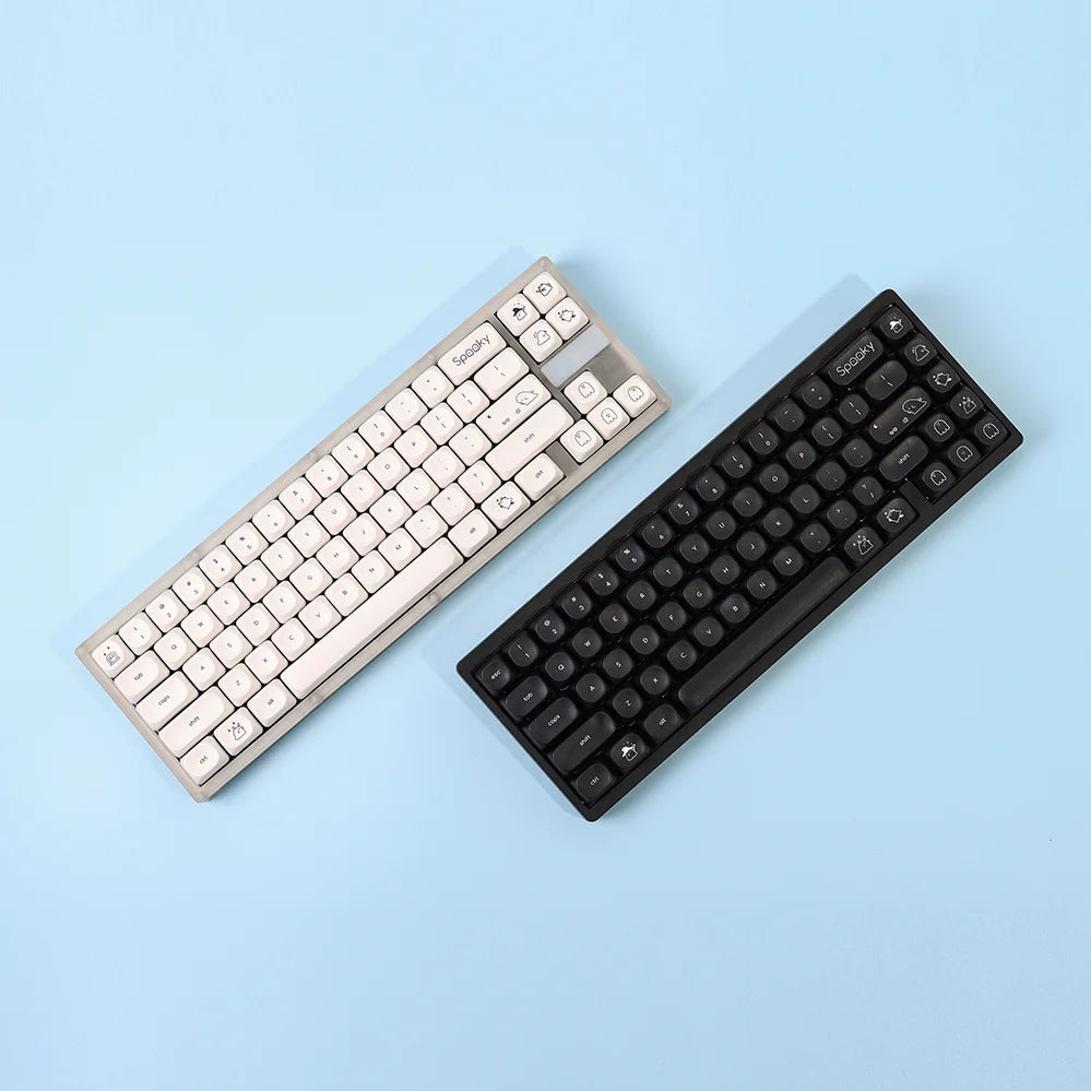 K124 Keycaps Small Font – Black & White PBT, Five-Sided Hot Sublimation, MOA Profile, Thickened 1.8mm, Mechanical Keyboard Keycaps (Wooting Compatible)