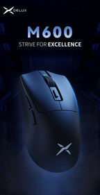 Delux M600 Series Wireless Gaming Mouse – 52g Lightweight, 2.4G Dual-Mode, 26,000 DPI, Macro Support, Rechargeable