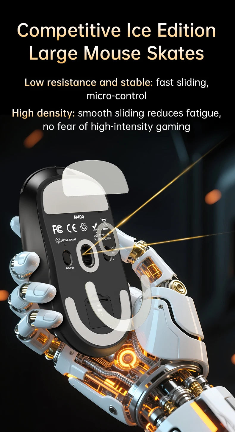 Delux M400 Wireless Gaming Mouse – 24,000 DPI, 1KHz Polling Rate, PAW3311 Sensor, Tri-Mode, 500mAh Rechargeable, for All Hand Sizes