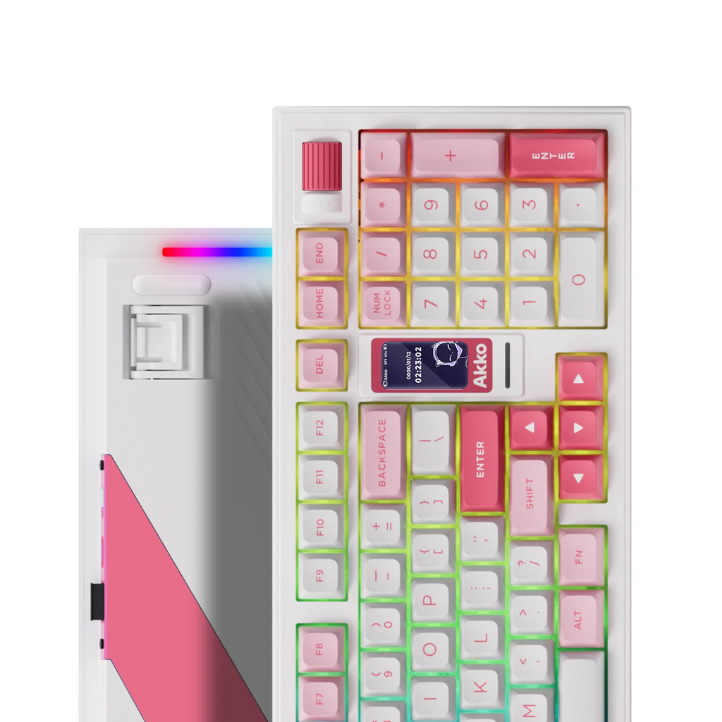 Akko 5098B Prunus Lannesiana Mechanical Keyboard – 96 Keys, Wireless, TFT Screen & Vertical Knob, Hot-Swap, RGB, Gasket Mount