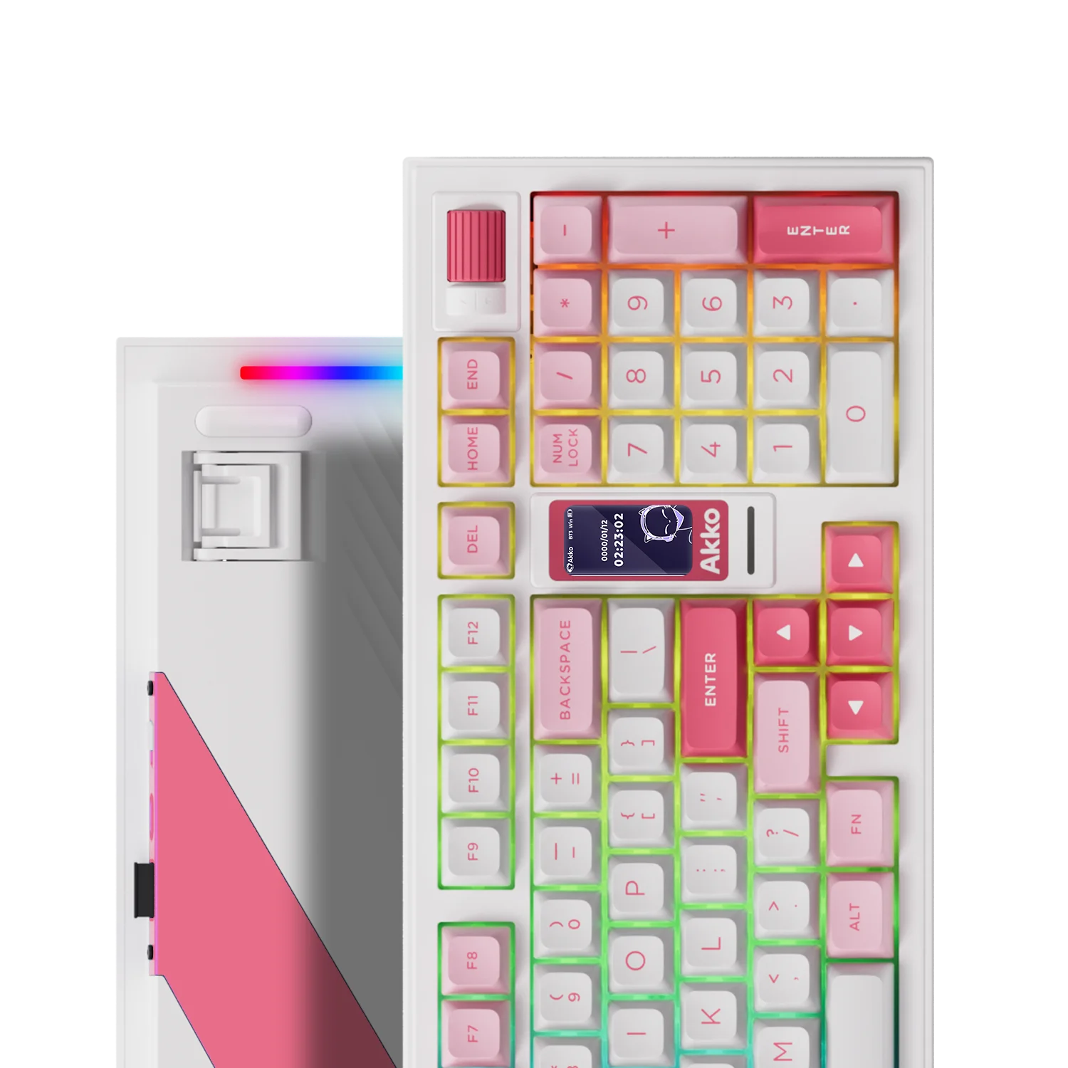 Akko 5098B Prunus Lannesiana Mechanical Keyboard – 96 Keys, Wireless, TFT Screen & Vertical Knob, Hot-Swap, RGB, Gasket Mount