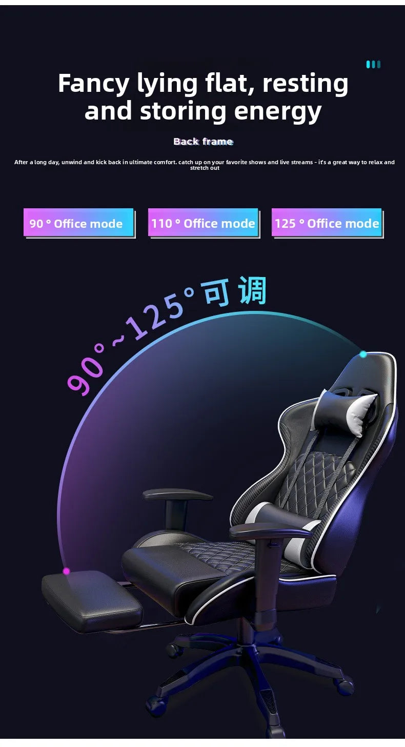 Gaming Chair - Adjustable 90-125°, Lift Mechanism, Footrest, Ergonomic Backrest for Home Office