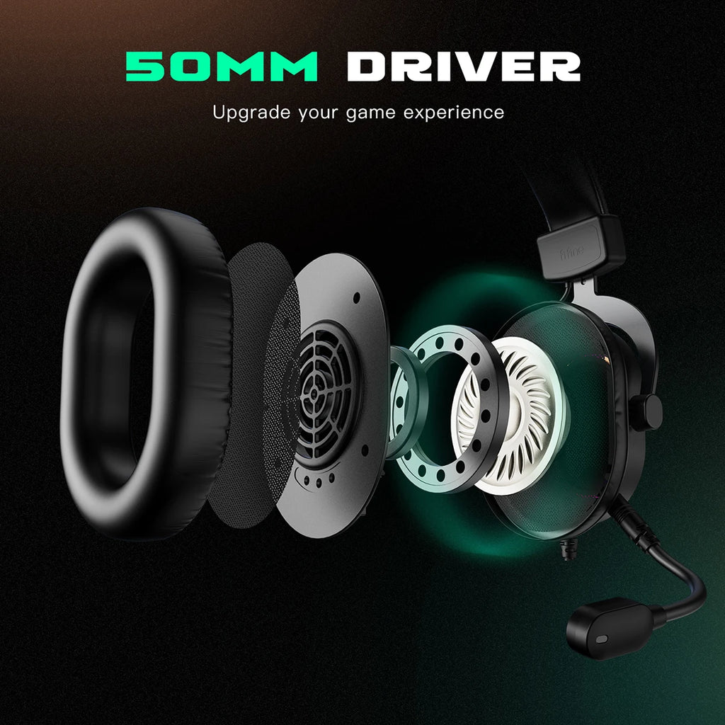 FIFINE RGB Gaming Headset with Mic – 7.1 Surround Sound, Over-Ear, 3 EQ Modes for PC/PS4/PS5
