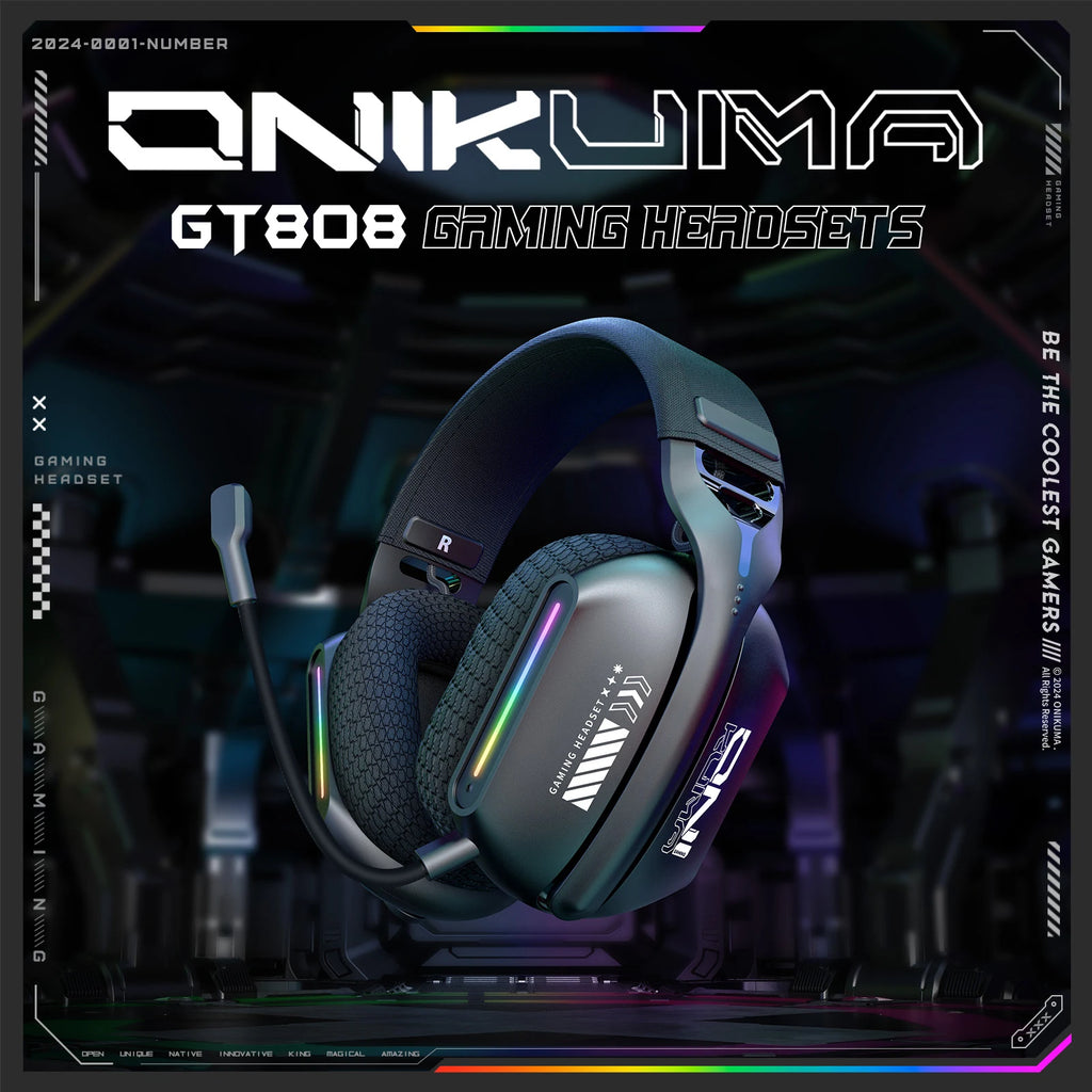 ONIKUMA Wireless Gaming Headset – 2.4G / Bluetooth / Wired, Bendable HD Mic, Soft Ear Pads