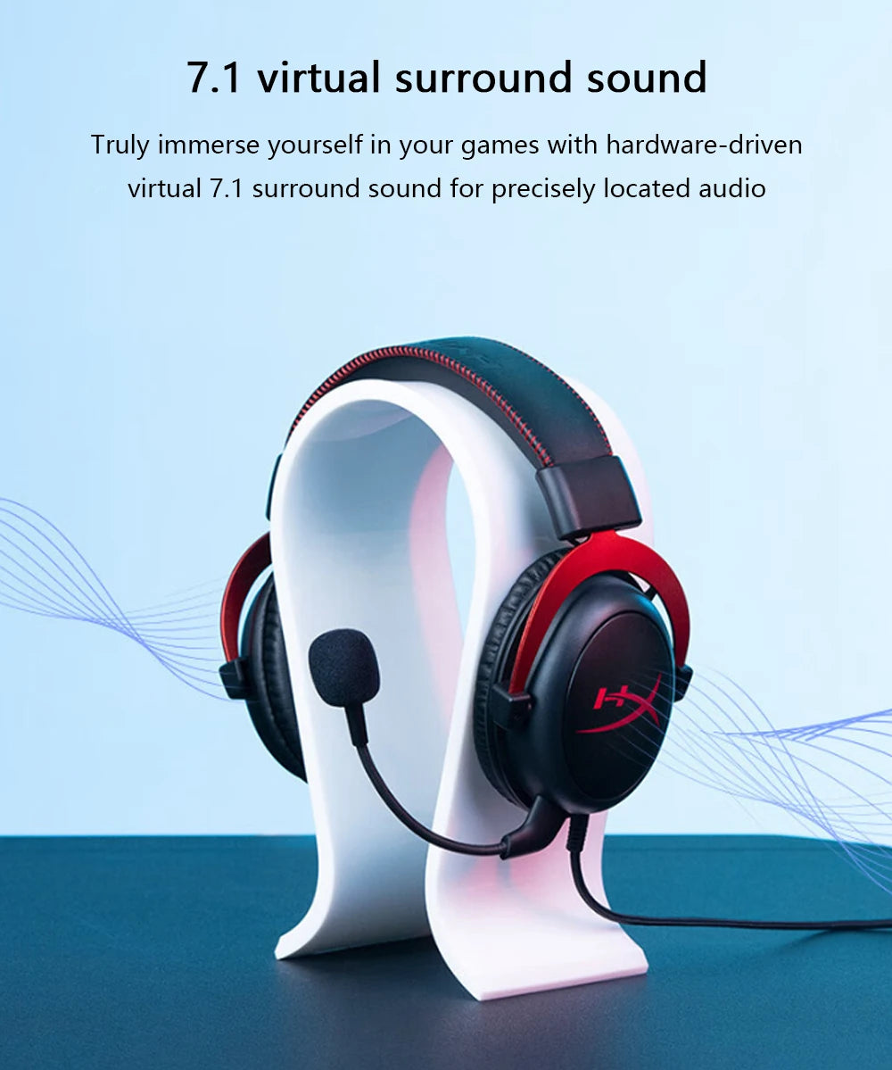 HyperX Cloud II Wired Gaming Headset – Hi-Fi 7.1 Surround Sound, Detachable Mic, USB Sound Card