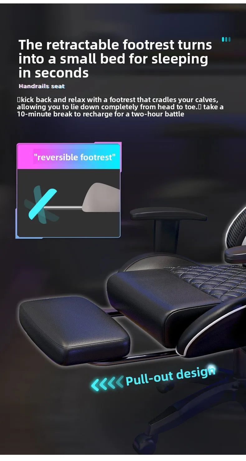 Gaming Chair - Adjustable 90-125°, Lift Mechanism, Footrest, Ergonomic Backrest for Home Office