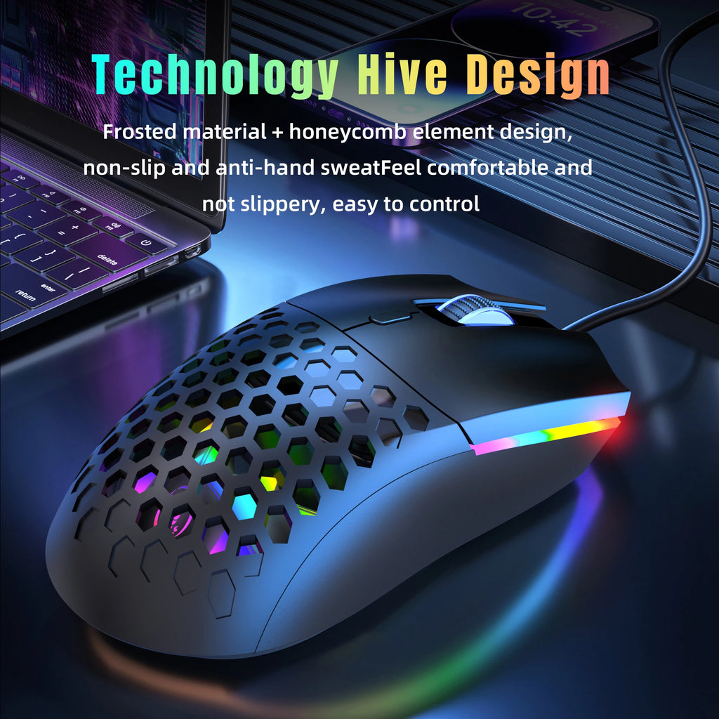 HXSJ S500 Optical Gaming Mouse – Lightweight Ergonomic Design, Wired USB, Plug & Play, for Laptop & Desktop PC