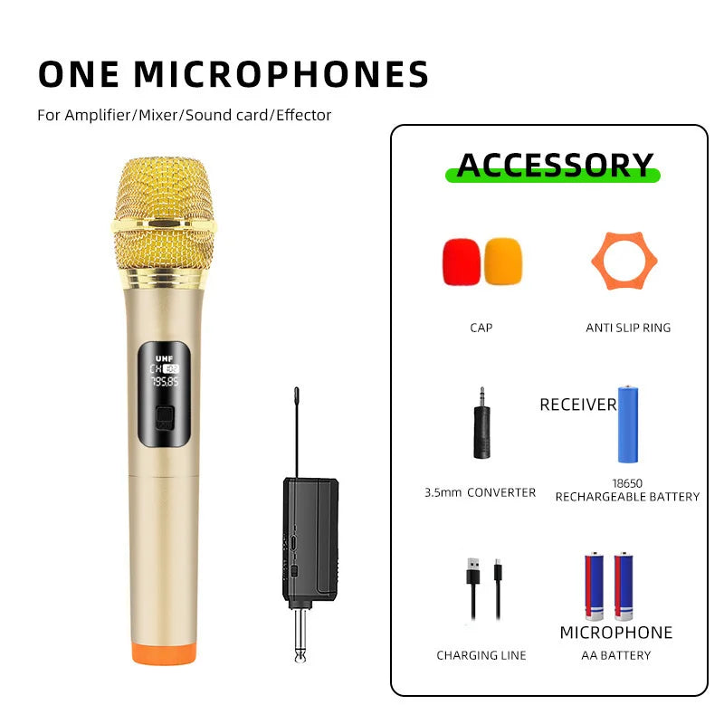 2.4G Wireless Microphone UHF Fixed Frequency 2 Channels Handheld Mic Micphone For Party Karaoke Professional Church Show Meeting