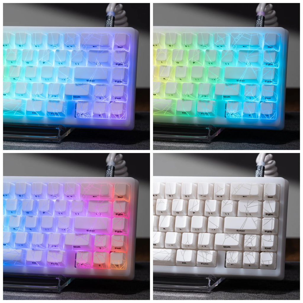 XVX Spider Web Keycaps – OEM Profile, Shine-Through IMD-Tech Keycap Set, 118 Keys, Black Backlight (Keycaps Only)