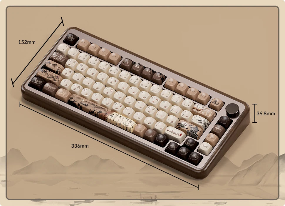 Akko MU02 Mountain Seclusion Mechanical Keyboard – 75%, Wooden Case, RGB, Hot-Swappable, BT 5.0 / 2.4G Wireless / Type-C Wired
