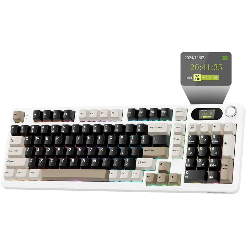 ATTACK SHARK X98 RGB Wireless Mechanical Keyboard – LED Smart Display & Knob, Hot-Swappable, Pre-Lubed Linear Switches