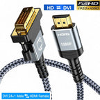 HDMI to DVI-D 24+1 Cable – 1080P HD Adapter for TV, LCD, DVD, XBOX, Male-to-Male Connection