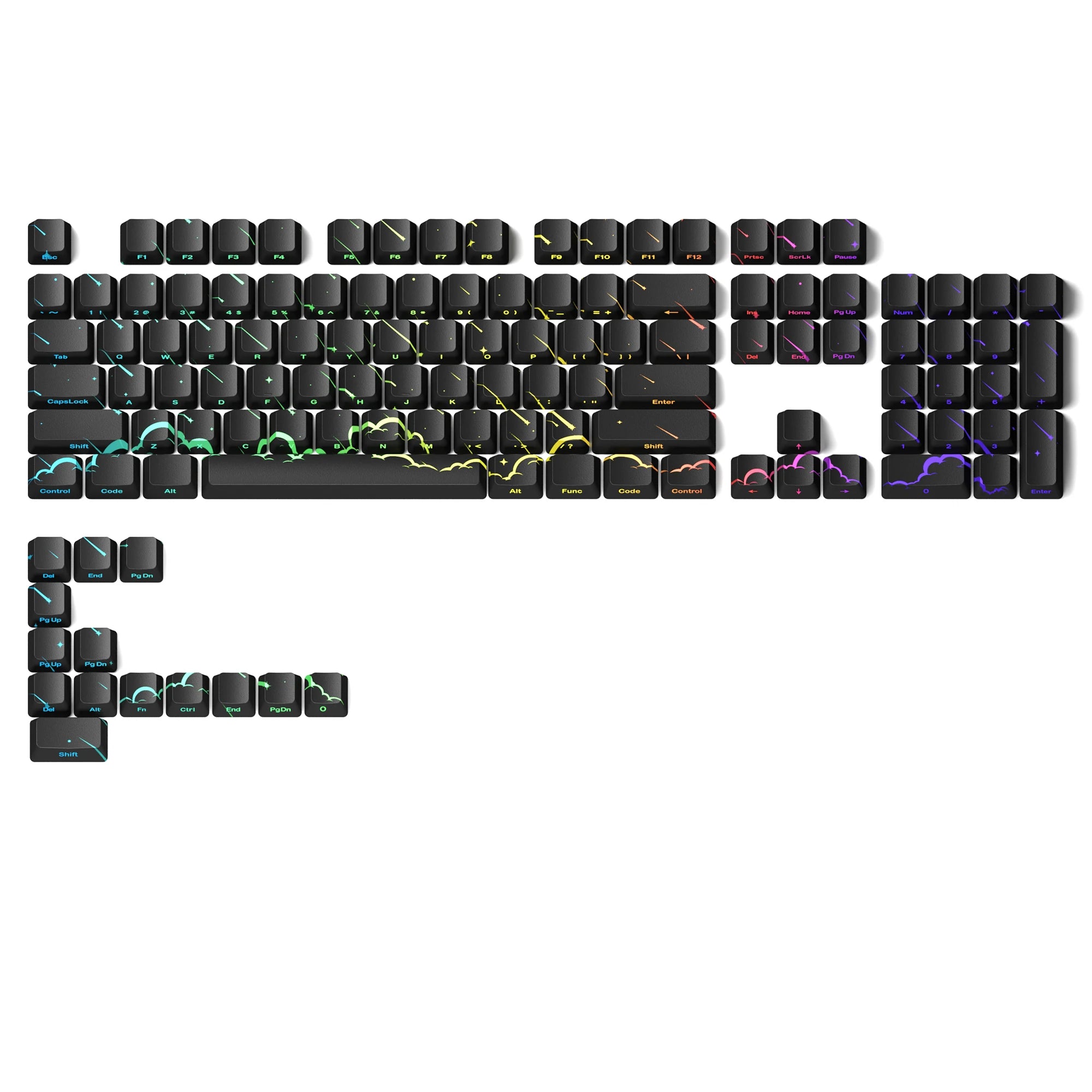 XVX Spider Web Keycaps – OEM Profile, Shine-Through IMD-Tech Keycap Set, 118 Keys, Black Backlight (Keycaps Only)
