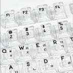 132 Keys Korean Layout Keycaps – Cherry Profile, White Transparent PC Keycaps, UV Printing Crystal Keycaps for MX Switches Gaming Keyboard