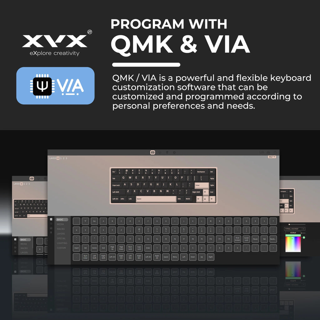 XVX M67 JadeStone Mechanical Keyboard – 65% Layout, IMD-Tech Keycaps, Hot-Swappable, Gasket Mount, Tri-Mode Wireless, Custom RGB