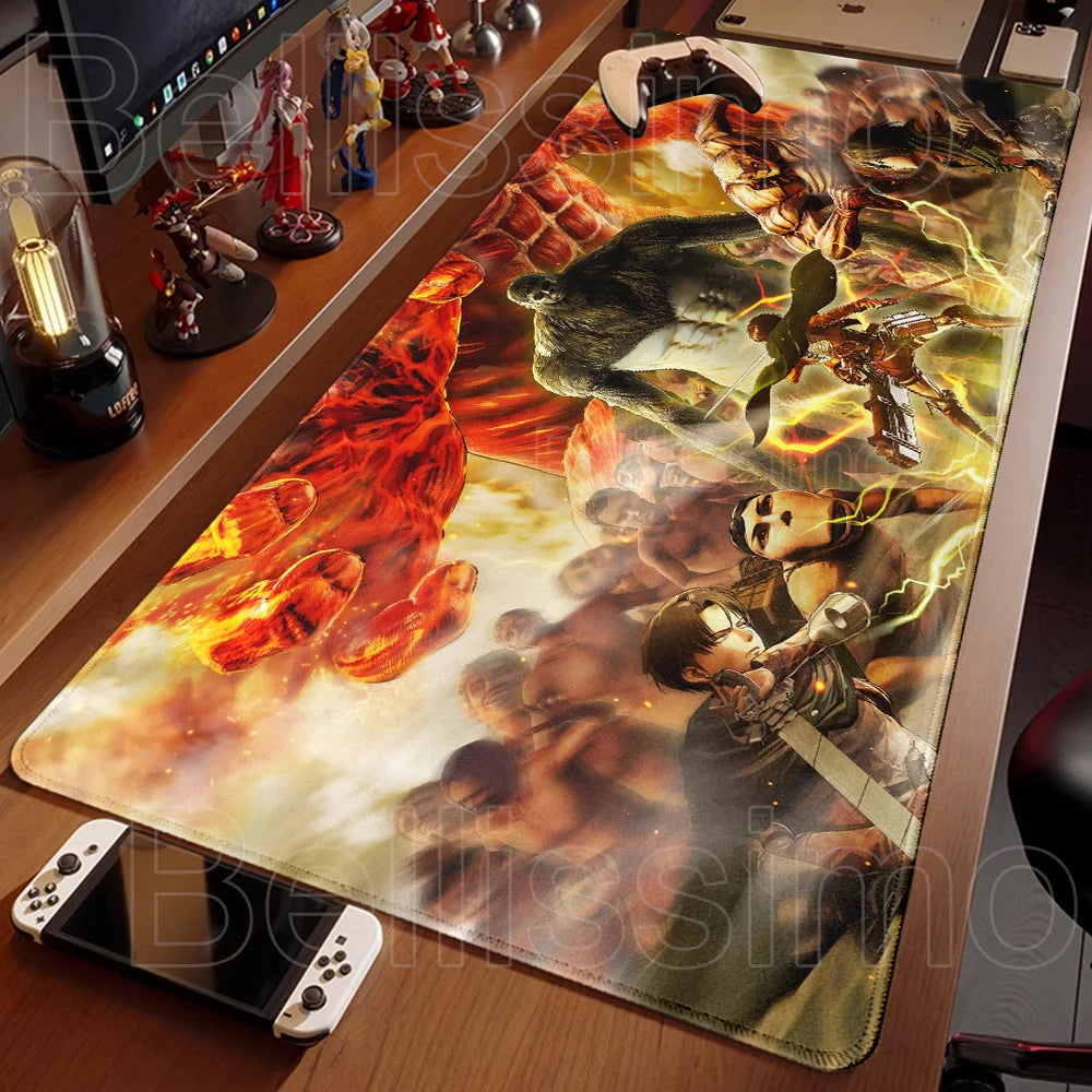 Anime Attack On Titan Mouse Pad Computer Non-slip Gaming Mousepad XXL Locking Edge Game PC Laptop Keyboard Mouse Mat Desk Carpet