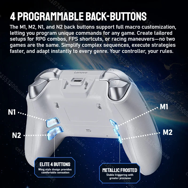 Lenovo X01 1.44inch Smart Screen Wireless Controller 3 Modes for Switch PS4 IOS Android PC TV Programmable Back-Button Gamepad