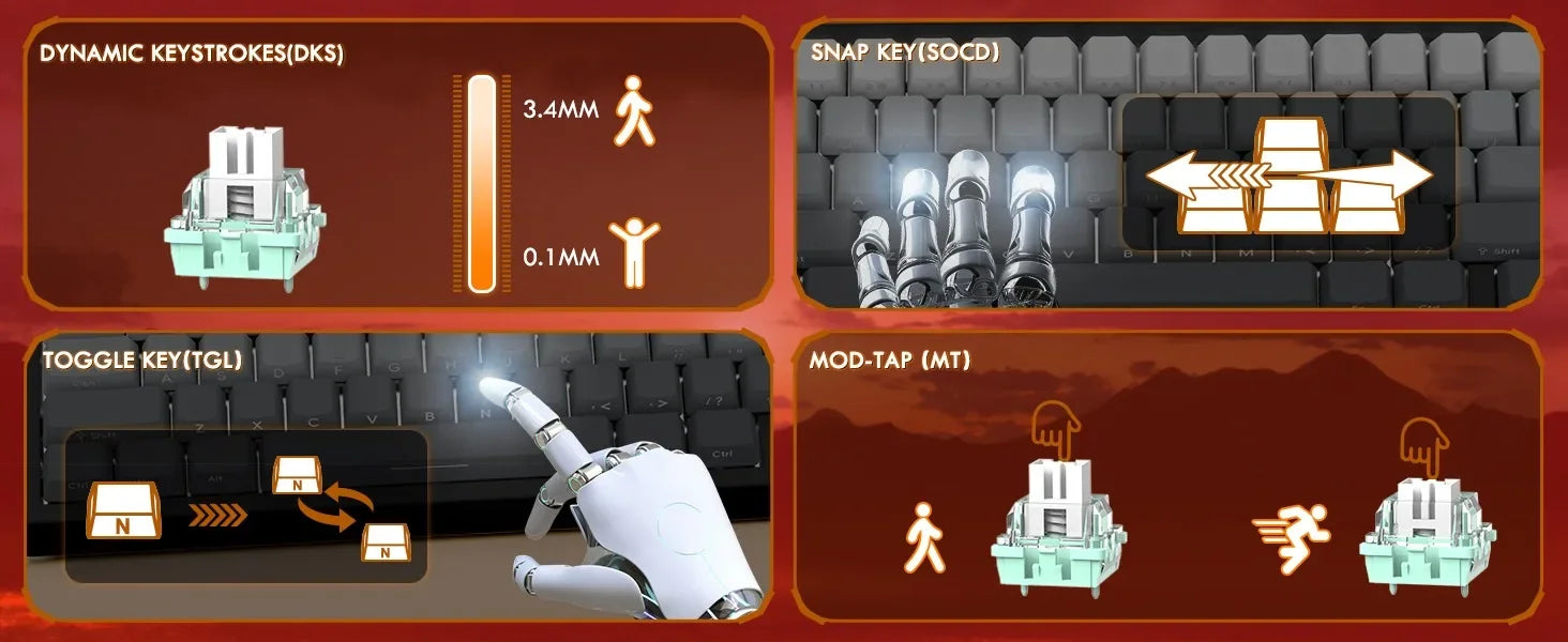 ATTACK SHARK X68 Pro HE Wireless Gaming Keyboard – 8K Polling, Rapid Trigger, Hot-Swap, RGB Backlit, Magnetic Mechanical Switches