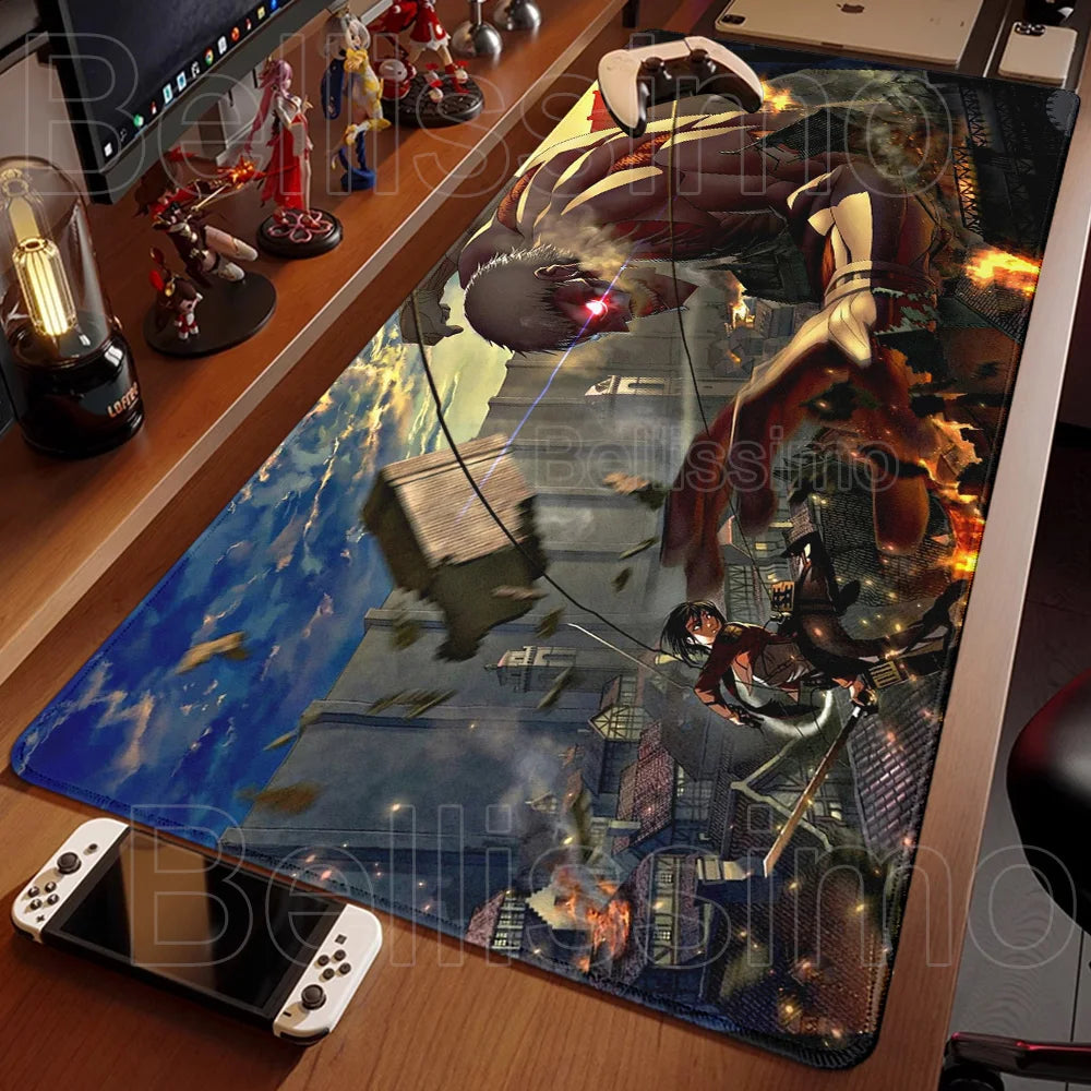 Anime Attack On Titan Mouse Pad Computer Non-slip Gaming Mousepad XXL Locking Edge Game PC Laptop Keyboard Mouse Mat Desk Carpet