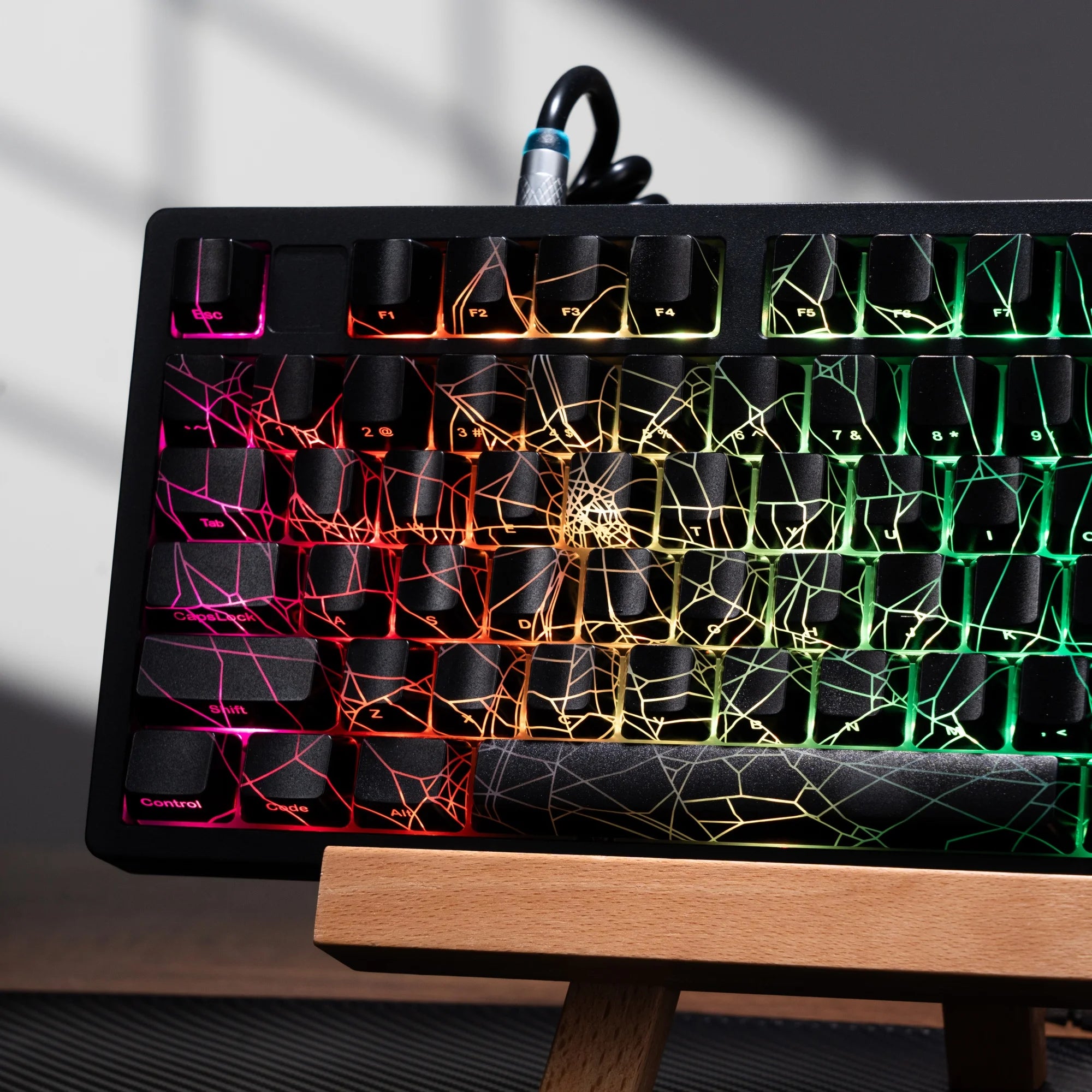 XVX Spider Web Keycaps – OEM Profile, Shine-Through IMD-Tech Keycap Set, 118 Keys, Black Backlight (Keycaps Only)