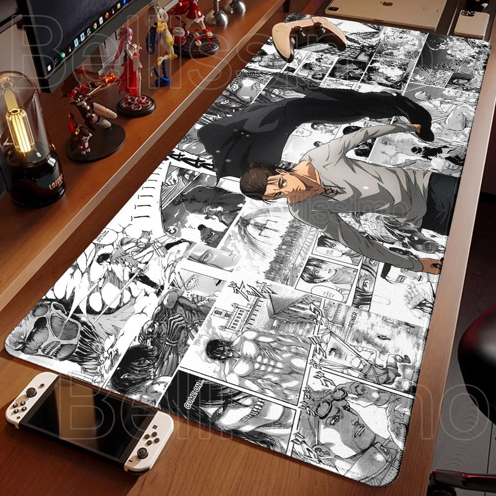 Anime Attack On Titan Mouse Pad Computer Non-slip Gaming Mousepad XXL Locking Edge Game PC Laptop Keyboard Mouse Mat Desk Carpet
