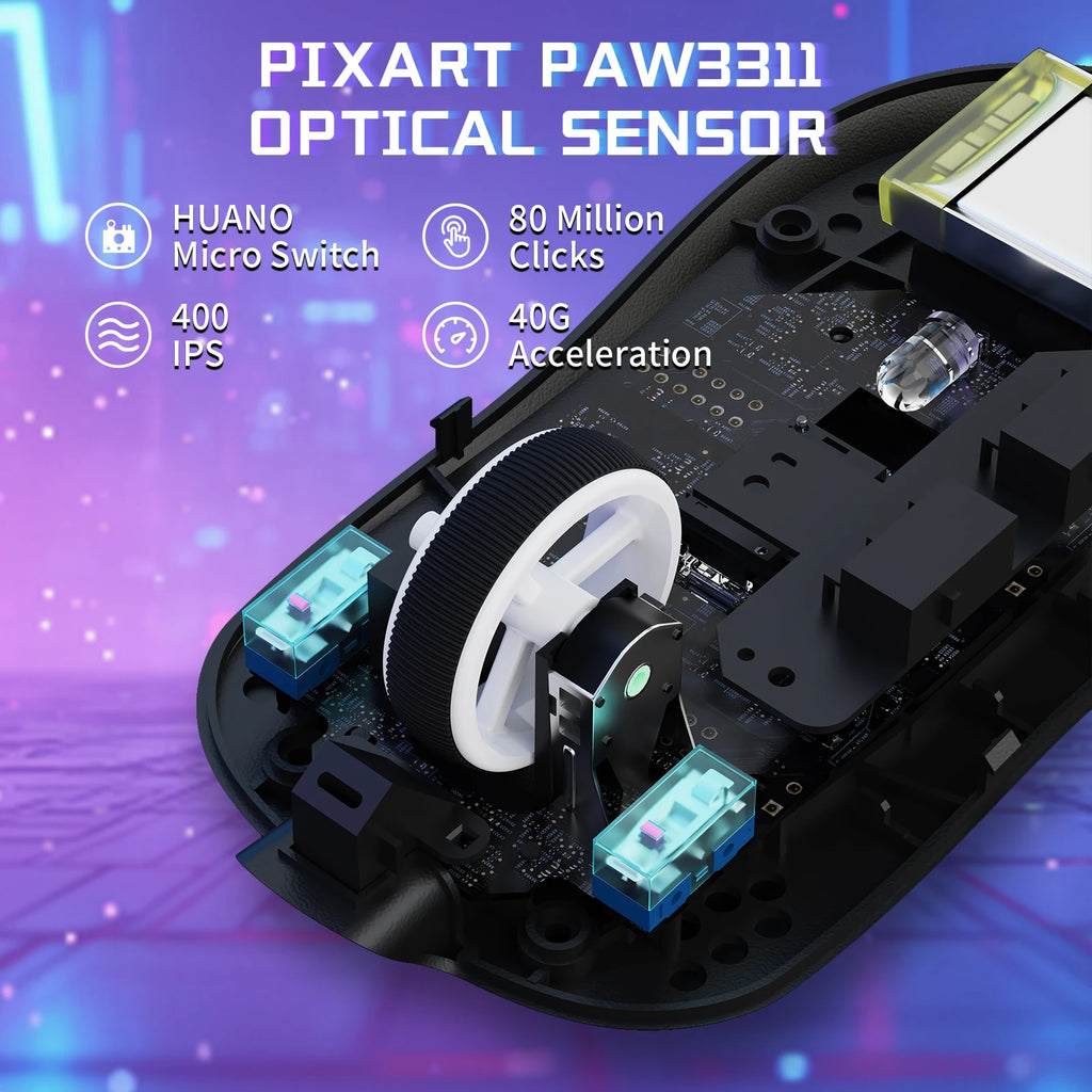 ATTACK SHARK X8SE Tri-Mode Wireless Gaming Mouse – PAW3311 Sensor, 25,000 DPI, 80 Million Clicks, Designed for Large Hands