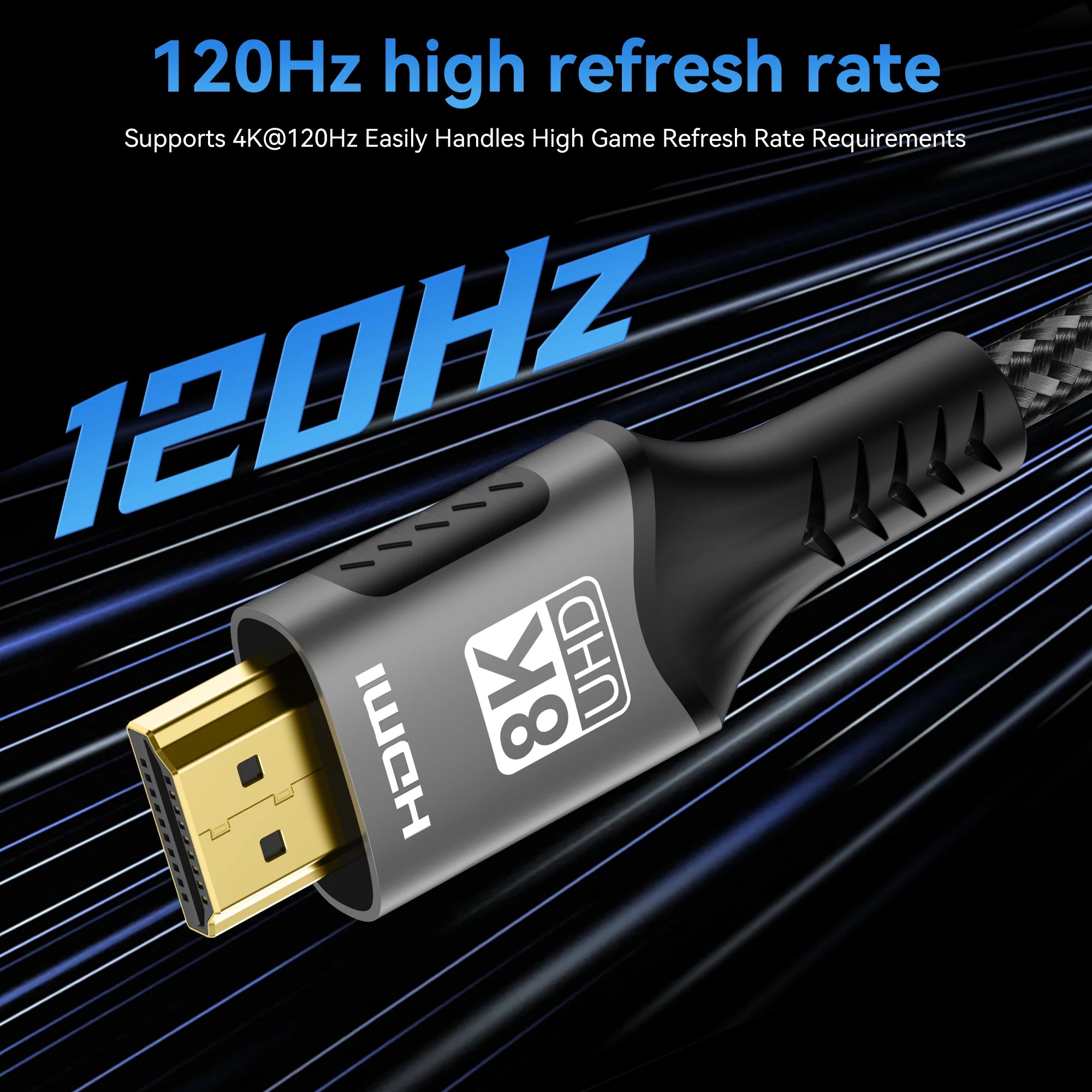 8K HDMI 2.1 Cable – 48Gbps Ultra High-Speed, 4K@120Hz / 8K@60Hz, eARC/ARC, HDCP for PC, Laptop, Projector, HDTV, PS5 (1m/2m/3m)