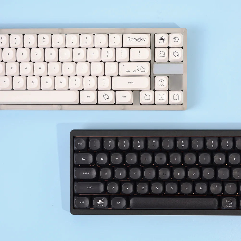 K124 Keycaps Small Font – Black & White PBT, Five-Sided Hot Sublimation, MOA Profile, Thickened 1.8mm, Mechanical Keyboard Keycaps (Wooting Compatible)