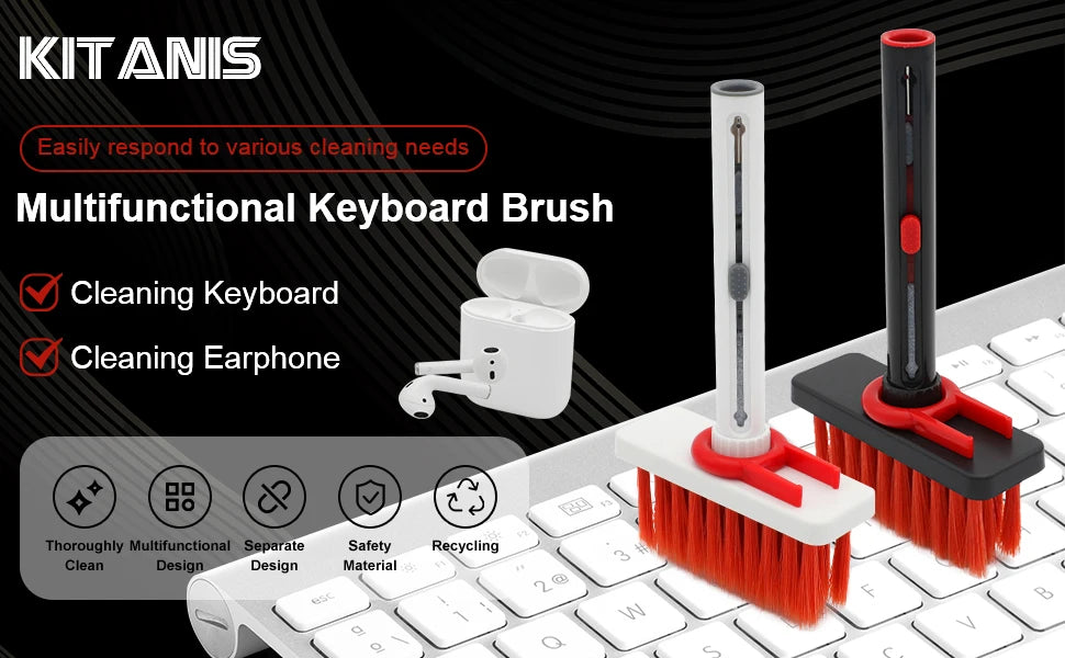 5 in 1 Keyboard Cleaning Brush Kit Keycap Puller Earbuds Cleaner for Airpods Pro 1 2 3 Bluetooth Earphones Case Cleaning Tools