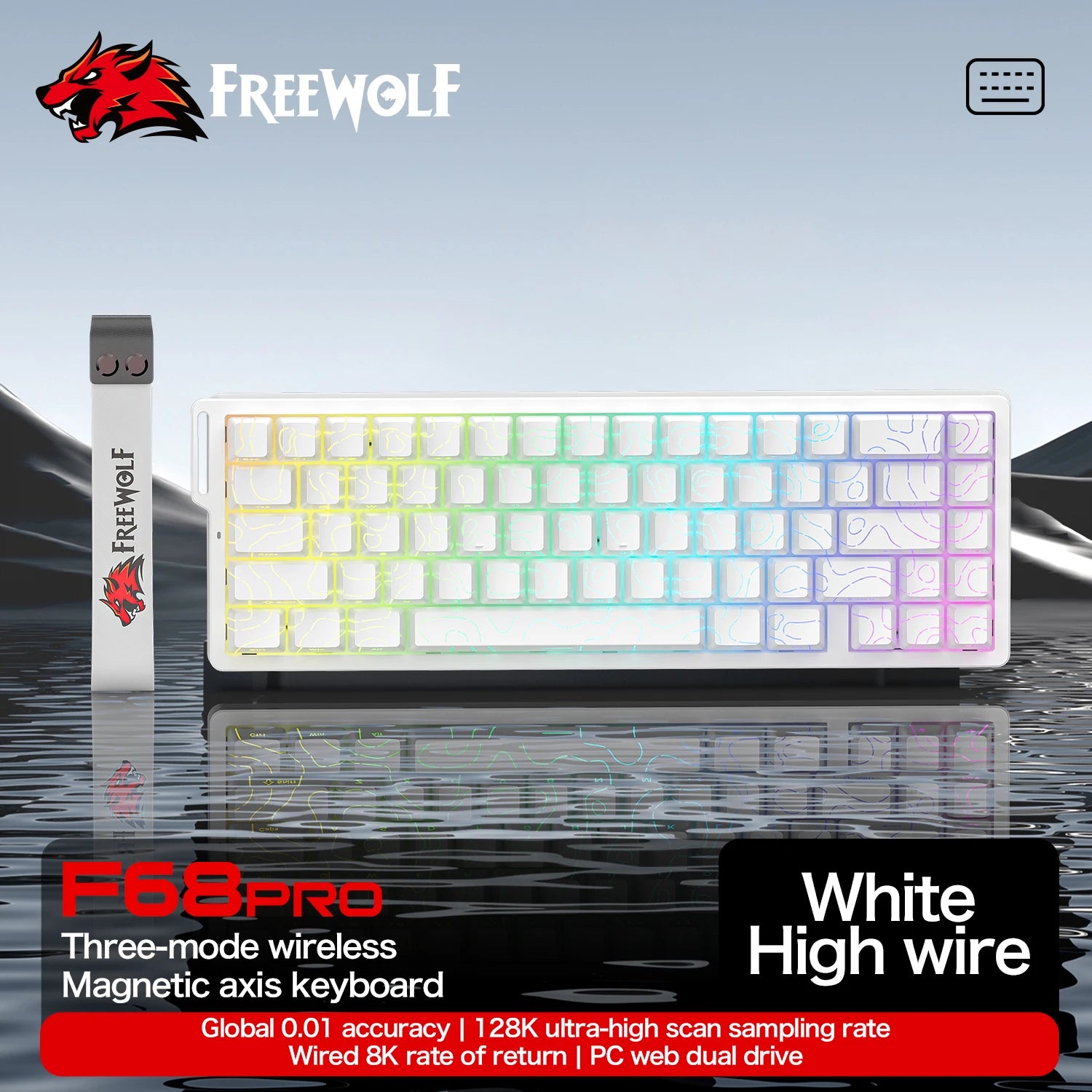 Magnetic Switch Gaming Keyboard – Attack Shark X68HE / FreeWolf F68 / F68 Pro, 8K Wired / 1K Wireless, RGB, Rapid Trigger, Hall Effect