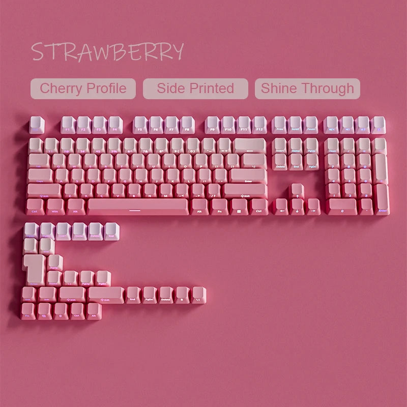 133 Keys Side-Print Shine-Through Keycap Set – Double-Shot PBT, Cherry Profile, for MX Switch Mechanical Gaming Keyboard