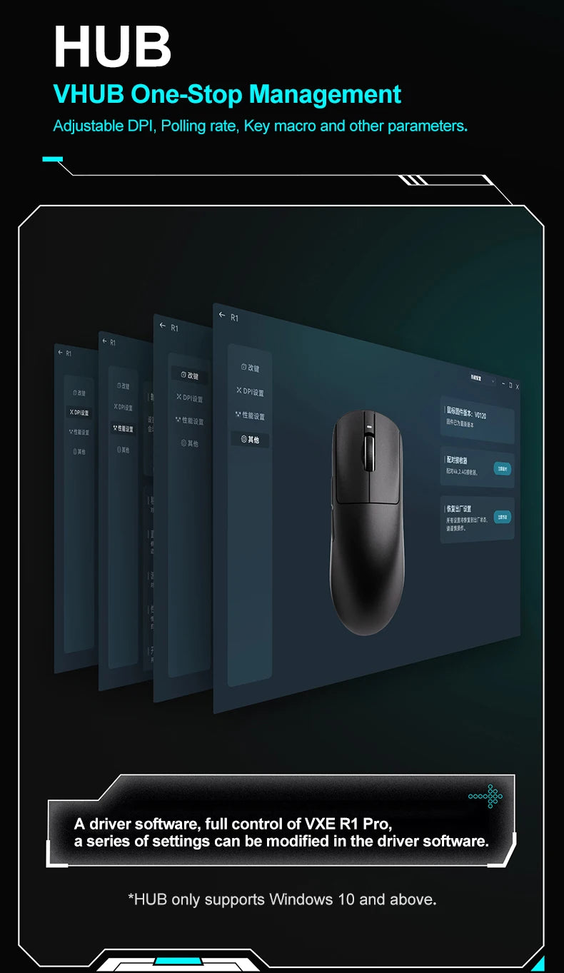 ATK VXE Dragonfly R1 Pro MAX Esports Wireless Gaming Mouse – PAW3395 Sensor, Rechargeable, Lightweight Custom FPS Mouse, Ideal for CS:GO