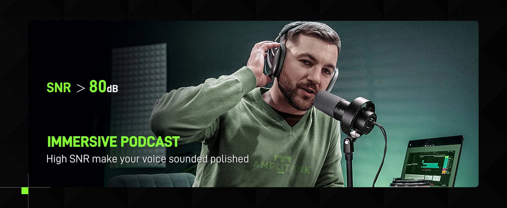 FIFINE USB/XLR Dynamic Microphone with Shock Mount,Touch-mute,Headphone Jack&Volume Control,for PC or Sound Card Recording -K688