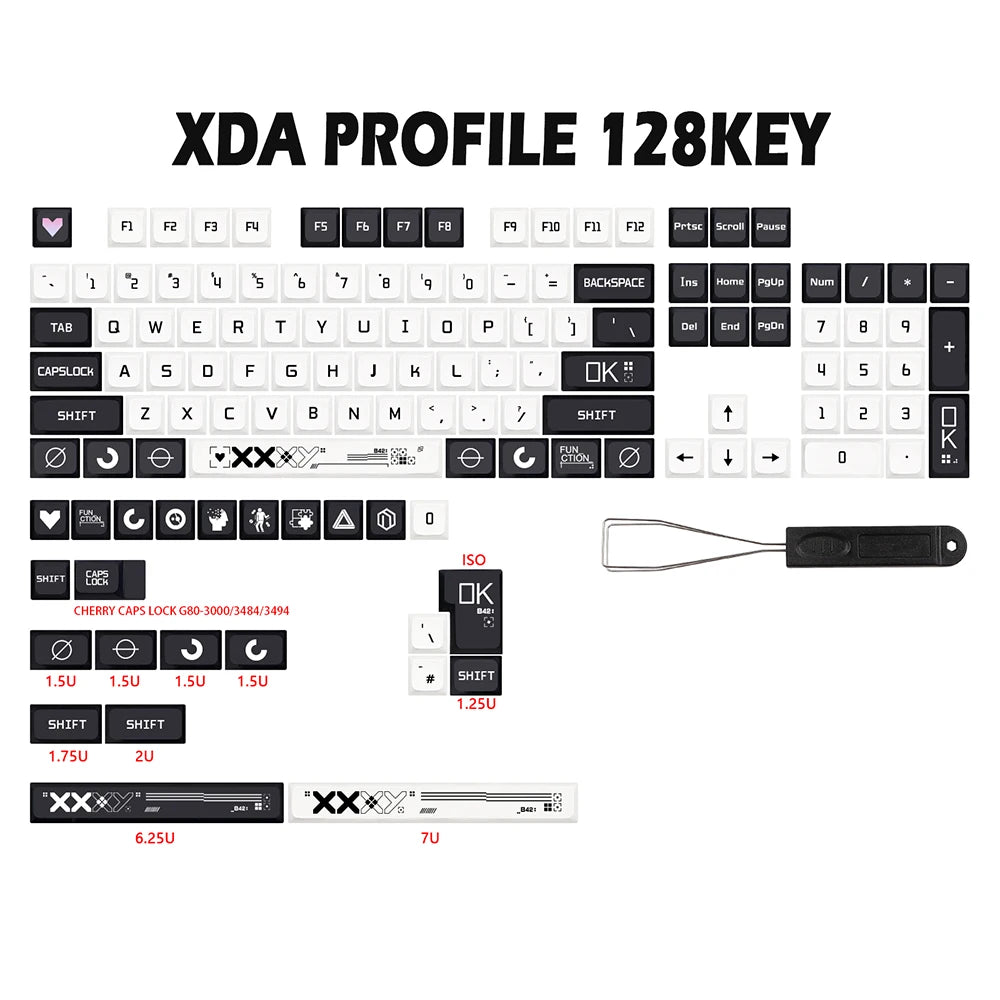 Printstream Theme XDA Keycaps – German / French / Spanish ISO Layout, Dye-Sub, for TKL87 / GMMK Pro / 7U AZERTY Keyboard