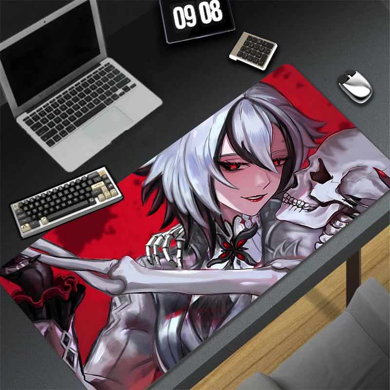 Genshin Impact Arlecchino Mouse Pad Anime Cartoon Girl Keyboard Rug PC Gaming Accessories Mousepad Laptop Speed Desk Mat Carpet