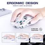 FreeWolf A2 Transparent RGB Wireless Gaming Mouse – Battery Display, Bluetooth & 2.4G, PixArt PAW3212 Sensor