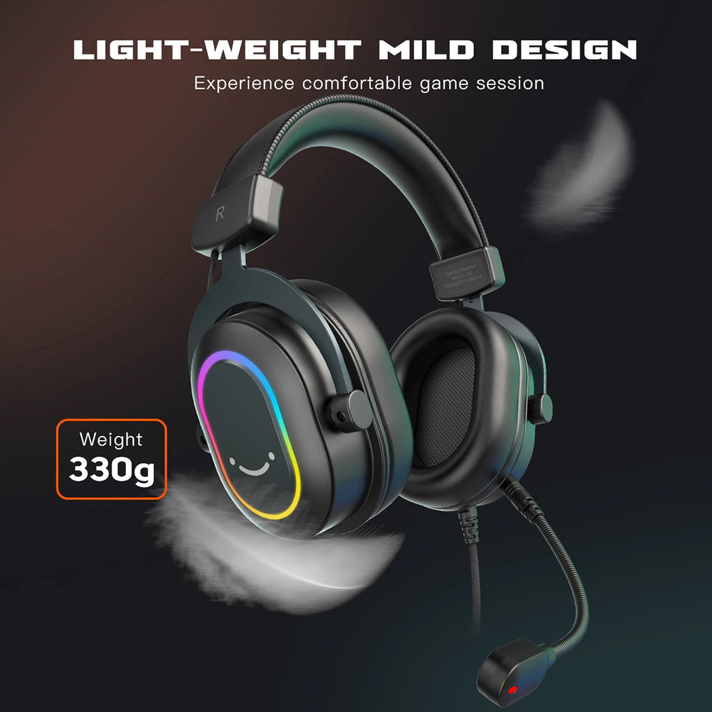 FIFINE RGB Gaming Headset with Mic – 7.1 Surround Sound, Over-Ear, 3 EQ Modes for PC/PS4/PS5