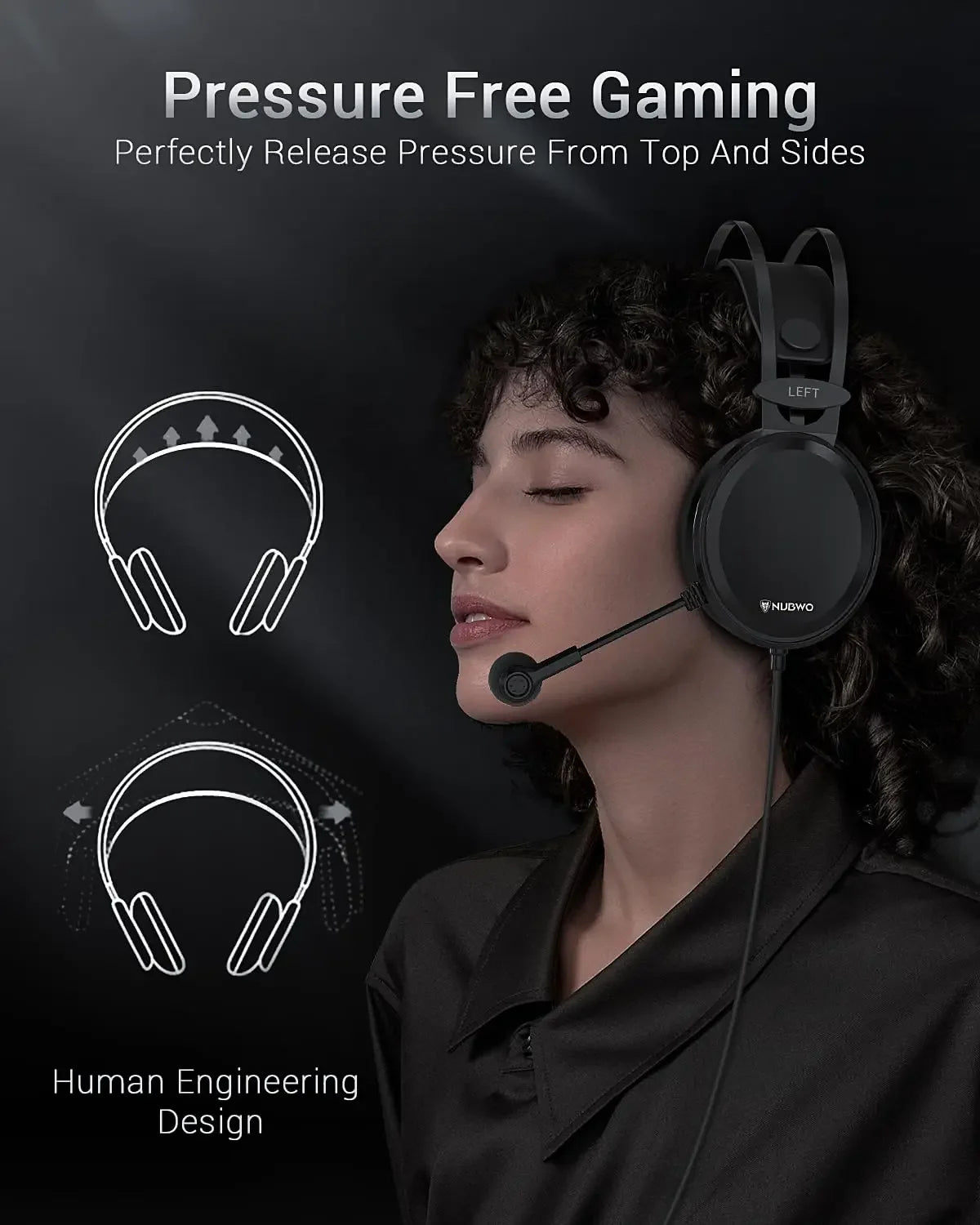 NUBWO Wired Gaming Headset – Stereo Sound, Noise-Canceling Mic, for PS4/Xbox One/PC