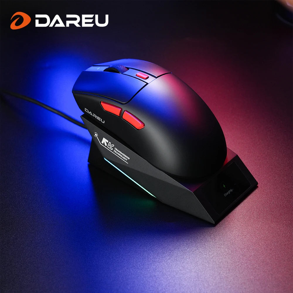 DAREU Wireless Gaming Mouse – 8KHz Polling Rate, AIM-750 (PAW3950) Sensor, 30,000 DPI, Tri-Mode Connection, 60g Lightweight, with Charging Base
