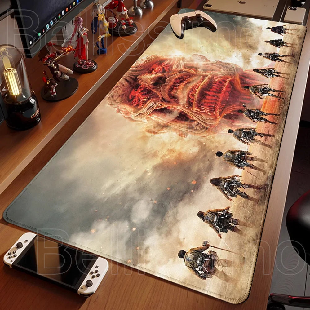Anime Attack On Titan Mouse Pad Computer Non-slip Gaming Mousepad XXL Locking Edge Game PC Laptop Keyboard Mouse Mat Desk Carpet