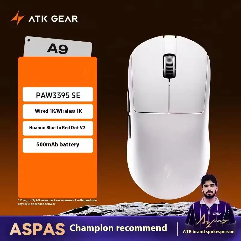 ATK Dragonfly A9 Series Wireless Gaming Mouse – Tri-Mode Connection, PAW3950 Sensor, Nordic 52840 Chip, 8K Polling Rate, 53g Lightweight, for Laptop & PC Gaming
