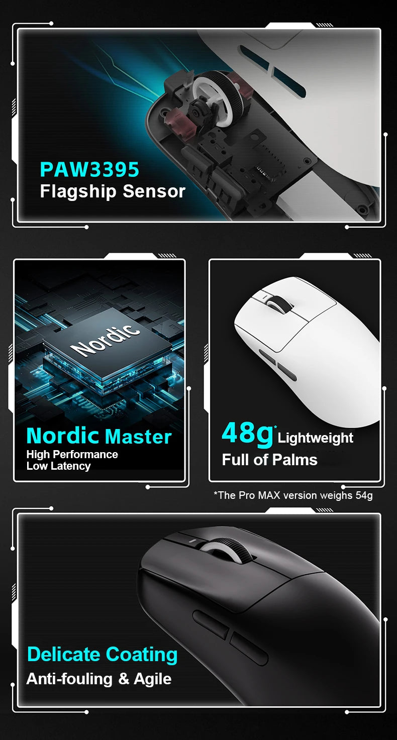 ATK VXE Dragonfly R1 Pro MAX Esports Wireless Gaming Mouse – PAW3395 Sensor, Rechargeable, Lightweight Custom FPS Mouse, Ideal for CS:GO