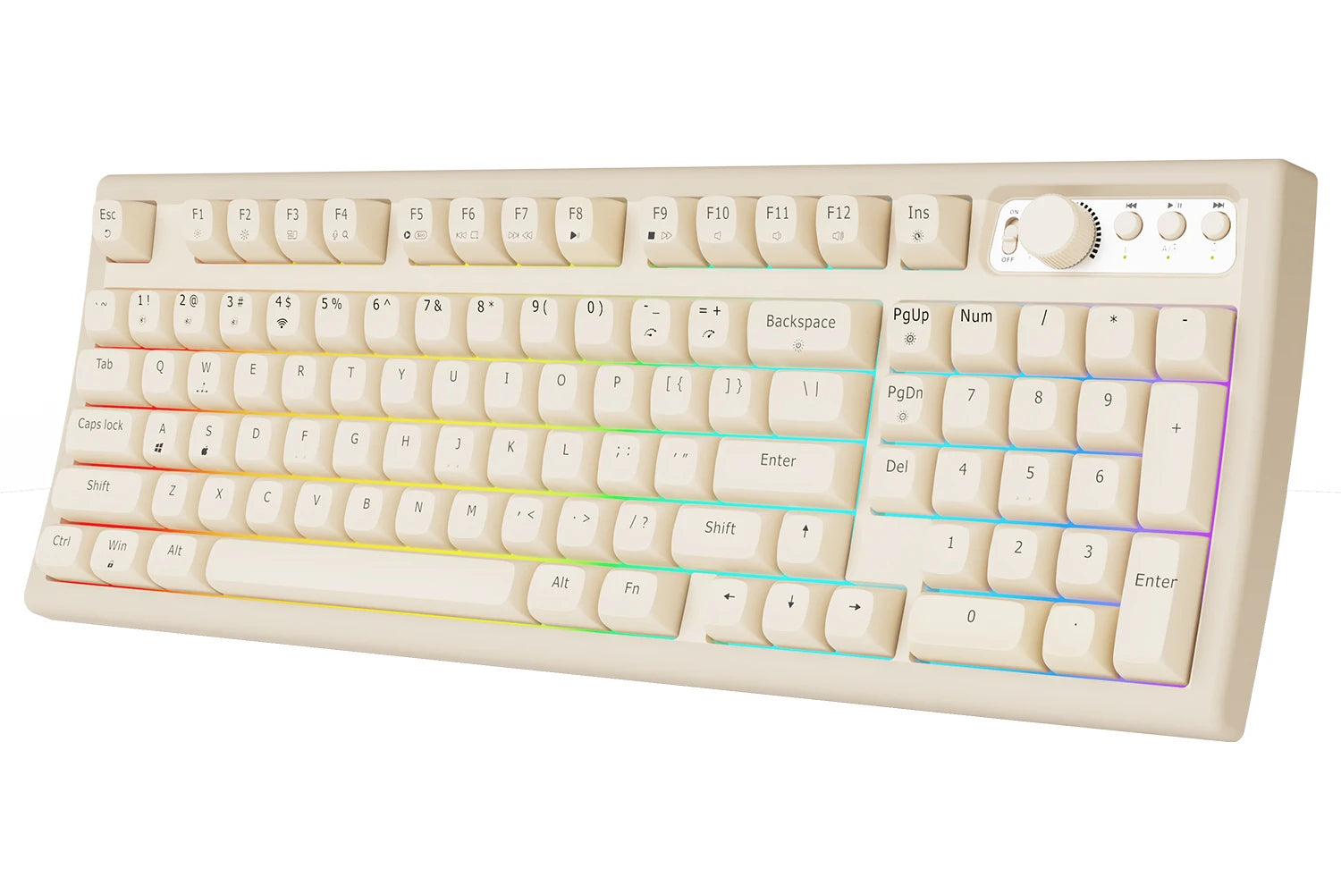 EWEADN V97 Cute Creamy Keyboard – Wireless Gaming Keyboard with Bluetooth & 2.4GHz, RGB Backlit, Rechargeable, Quiet Typing, for PC Gamers