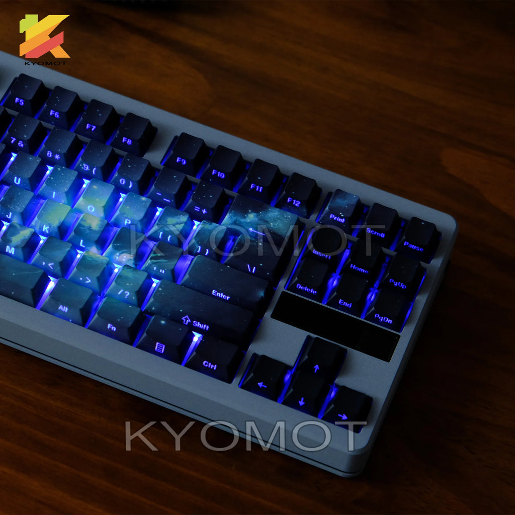 135 Keys Star Sky Theme PBT Double Shot Keycaps Side Print Shine Through Cherry Profile Keycaps for DIY Mechanical Keyboard Caps