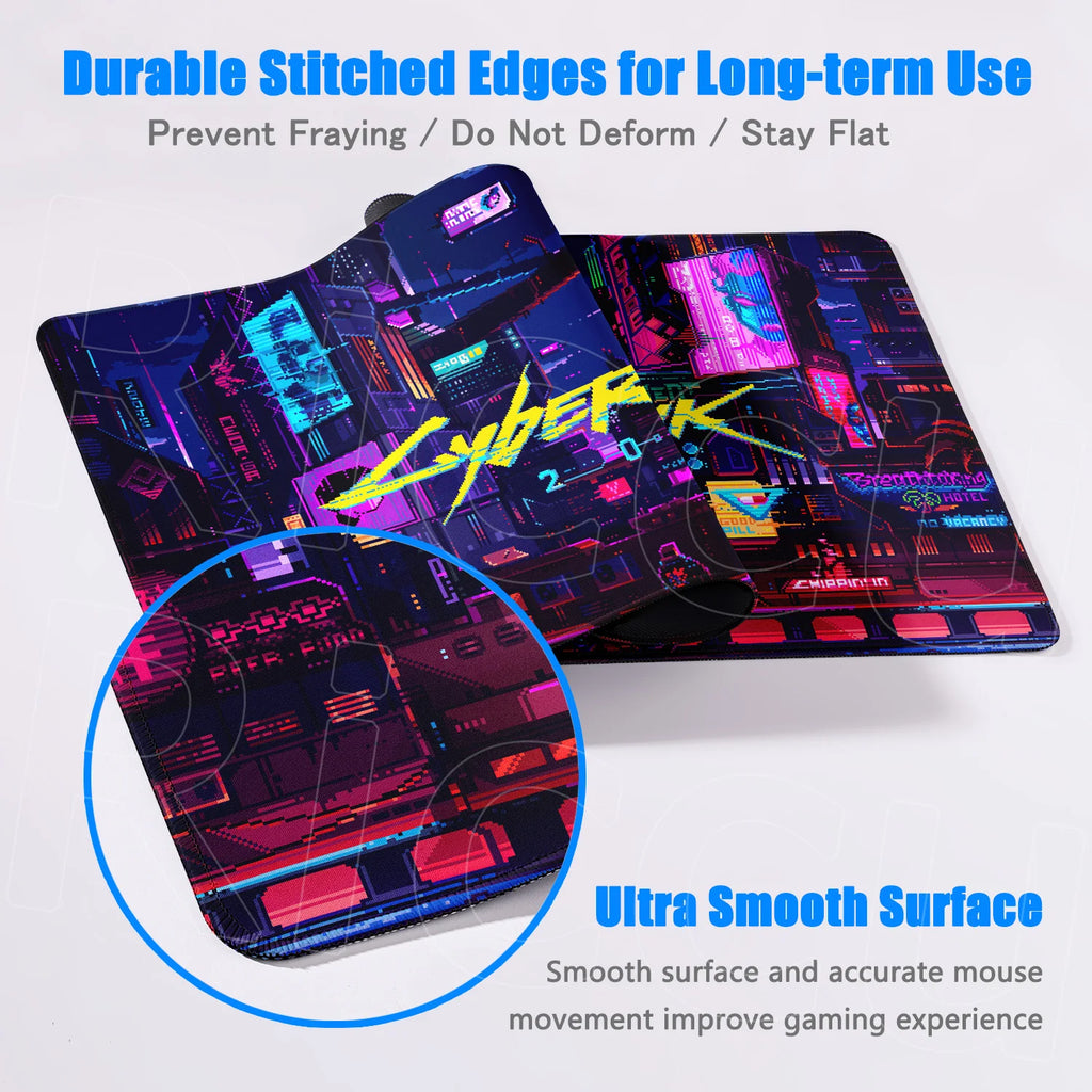 900x400mm HD Print Anime C-Cyberpunks Style Keyboard Mousepad XXL Large Computer Gamer Stitch Edge Rubber Non-slip Base Desk Mat