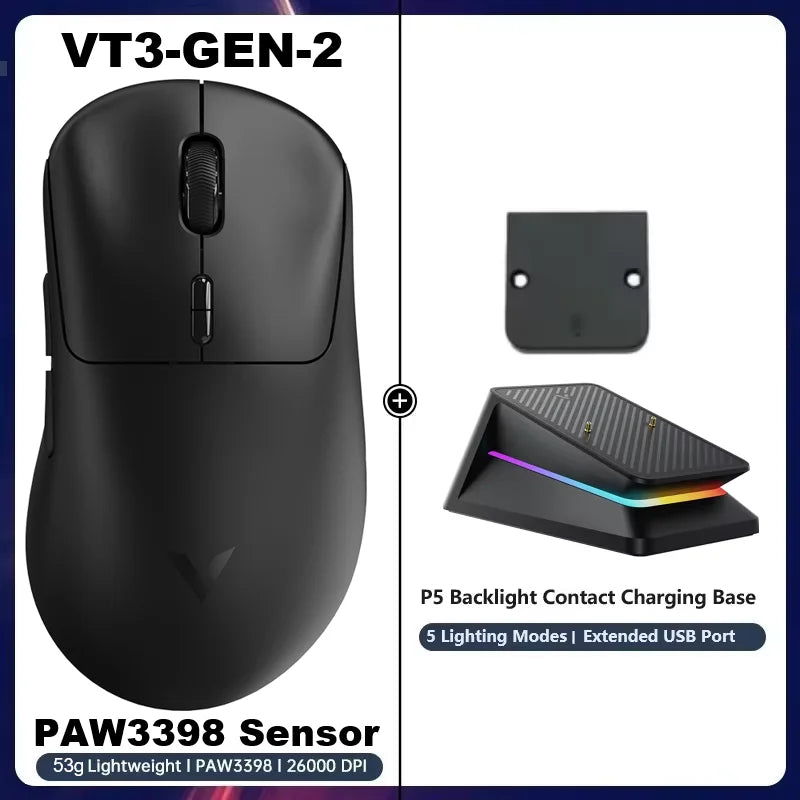 Rapoo VT3Pro GEN-1 Wireless Gaming Mouse – 59g Lightweight, 8KHz Polling Rate, 26,000 DPI, 9 Programmable Buttons